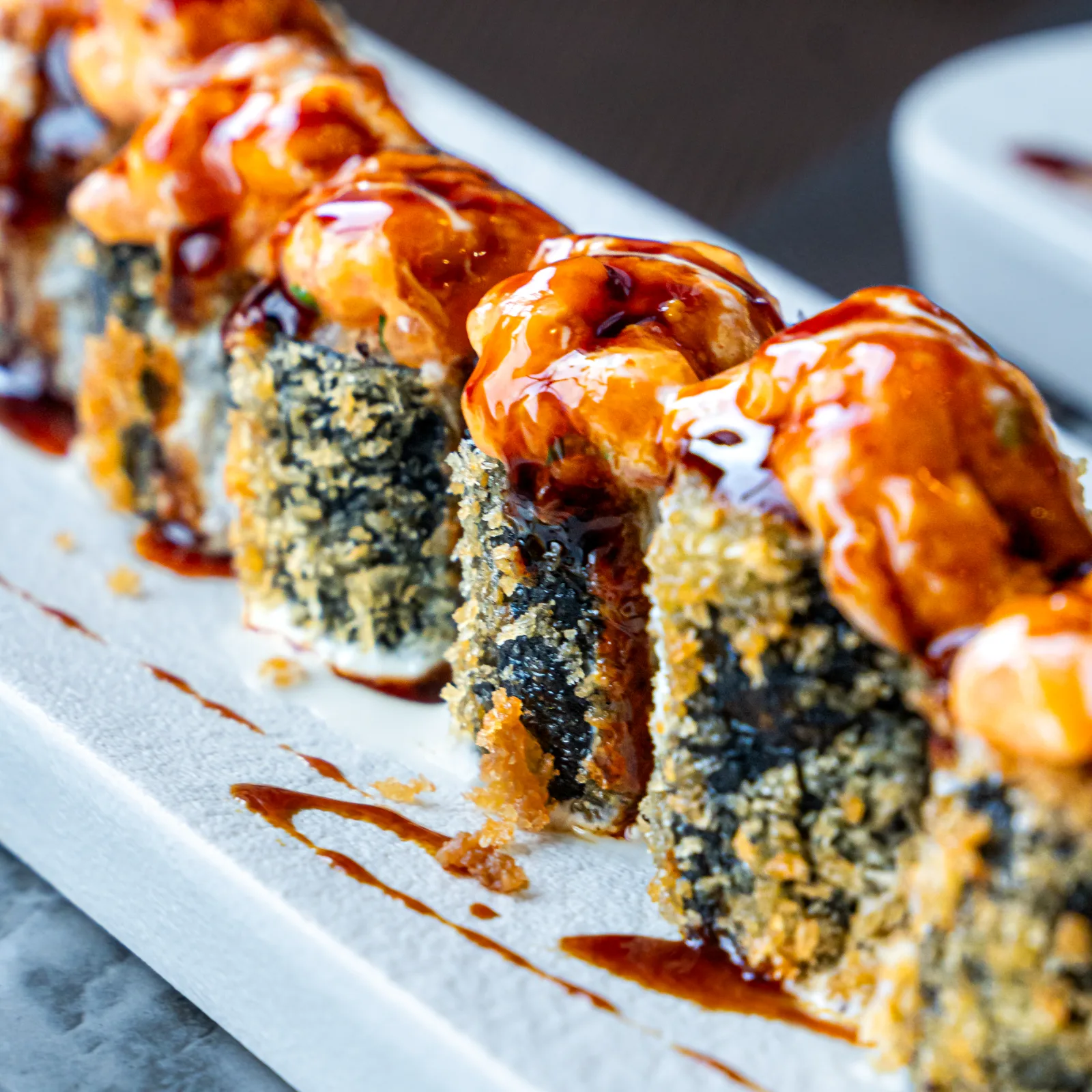 Makis panés, sauce sucrée